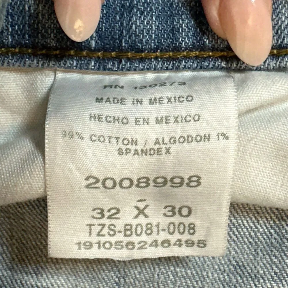 Y2k Lee Mens Regular Straight Fit Jeans 32x30 Blue Acid Wash Denim - Picture 6 of 8